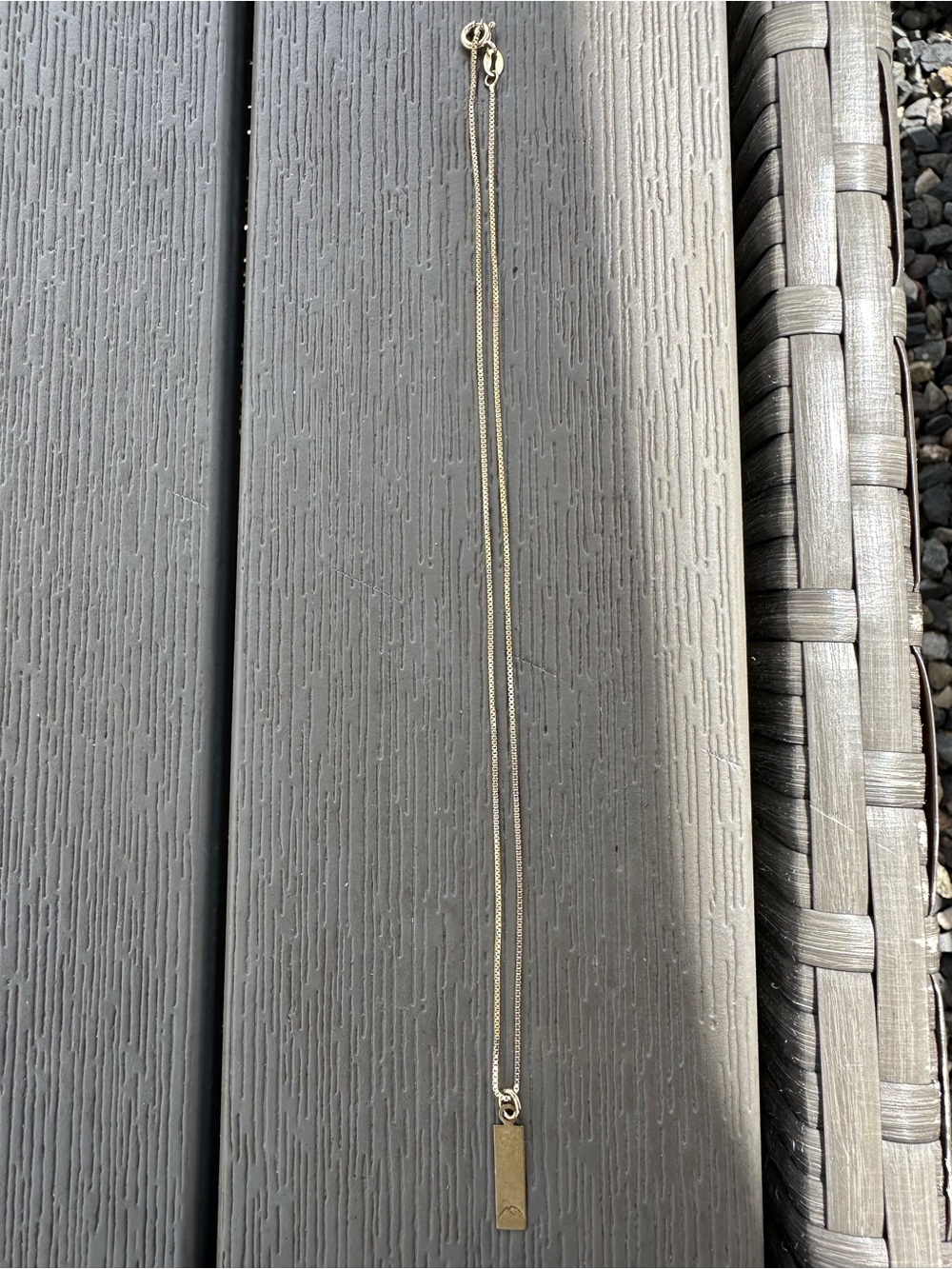 Gold Bar Pendant Necklace -  gold plated Sterling silver box chain